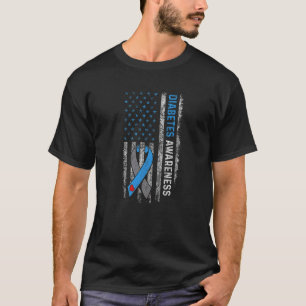 Camiseta Diabetes Tipo 1 Sensibilização dos EUA Flag Blue R