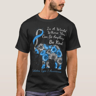 Camiseta Diabetes Tipo 1 Sensibilização Elefante De Girasso