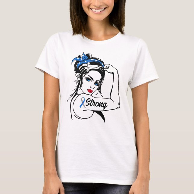 Camiseta Diabetes Tipo 1 Sensibilização Forte Rosie Mãe (Frente)