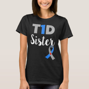Camiseta Diabetes Tipo 1 Sensibilização Irmã de apoio Diabe