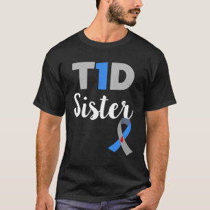 Camiseta Diabetes Tipo 1 Sensibilização Irmã de apoio Diabe