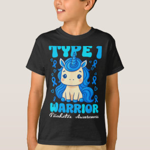 Camiseta Diabetes Tipo 1 Unicórnio Fofo Guerreiro Meninos M