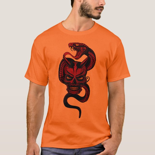 Camiseta diable_crane_lucifer_hipster_tete_de_mort_serpent_ (Frente)