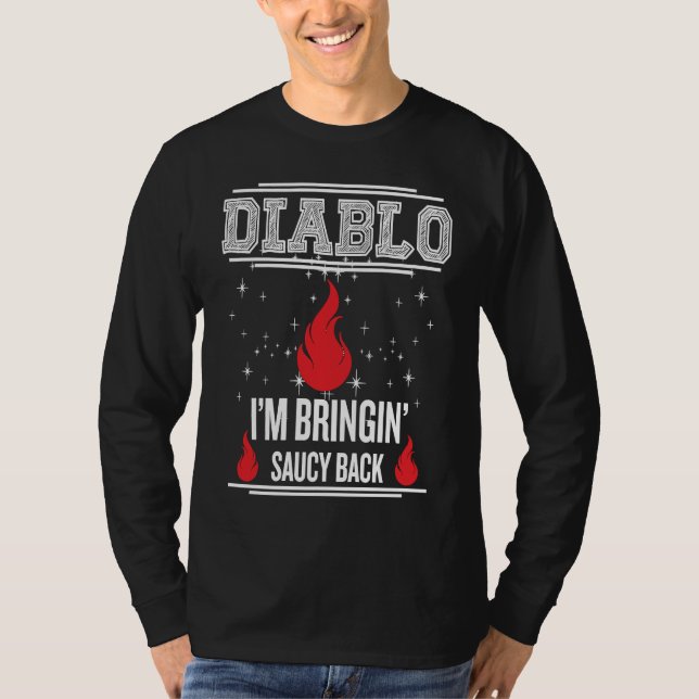 Camiseta Diablo I'm Bringin Saucy Back Halloween Christmas  (Frente)