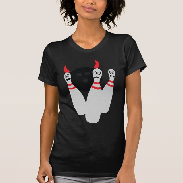 Camiseta diabo assustador do ninepine da boliche (Frente)