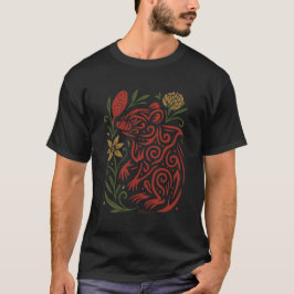 Camiseta Diabo da Tasmânia Tribal com Flora Nativa