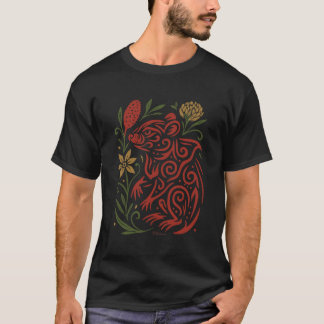 Camiseta Diabo da Tasmânia Tribal com Flora Nativa