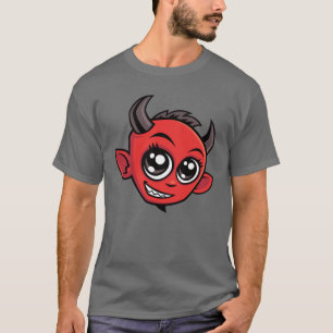 Camiseta Diabo de Cartoon Bonito Sorrindo