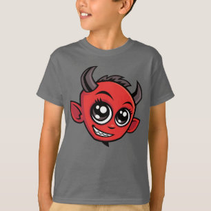Camiseta Diabo de Cartoon Bonito Sorrindo