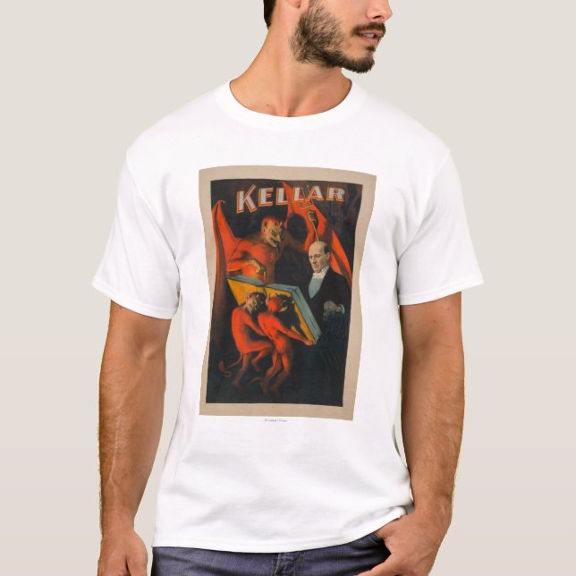 Camiseta Diabo e demónios de Kellar com o poster mágico do (Frente)