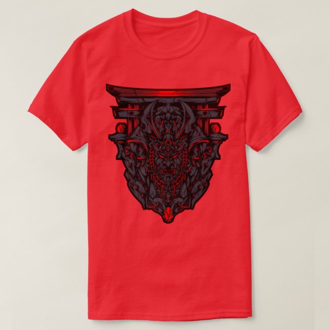 Camiseta Diabo japonês Oni Demon Samurai Cosplay Ninja Tec (Frente do Design)
