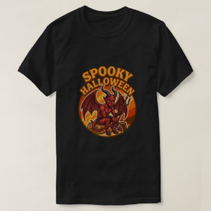 Camiseta Diabo Pequeno e Assustador Design Retro de Hallowe