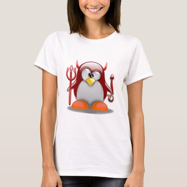 Camiseta Diabo Tux (Linux Tux) (Frente)