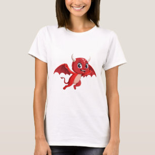 Camiseta Diabo voador de desenho animado fofo