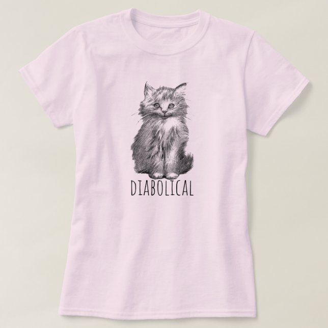 Camiseta Diabólico Gatinho Fofinho e Felpudo (Frente do Design)