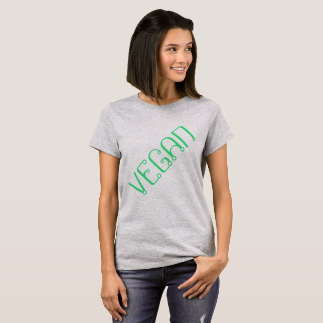 Camiseta Diagonal "VEGAN" para Mulheres (Frente Completa)