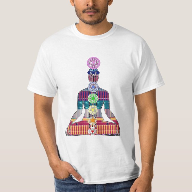 Camiseta Diagrama CHAKRA Meditação Yoga Paz NVN630 DIVERSÃO (Frente)