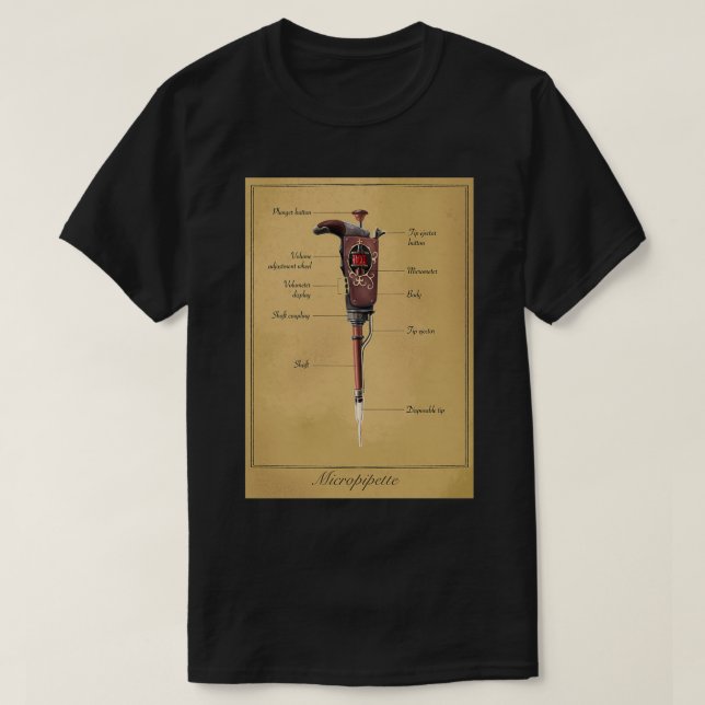 Camiseta Diagrama da Pipeta Vintage Steampunk (Frente do Design)