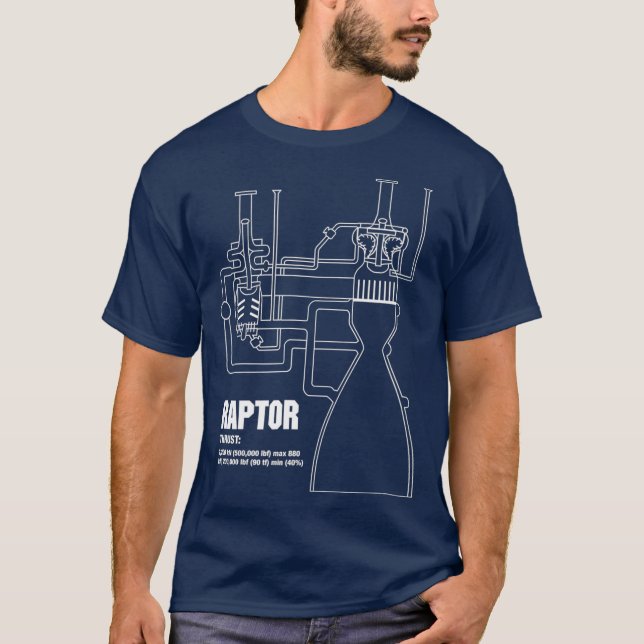 Camiseta Diagrama da Rocket Science do Motor de Raptor (Frente)