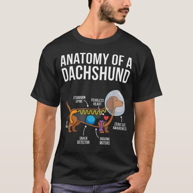 Camiseta Diagrama de Anatomia de Dachshund (Frente)