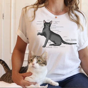 Camiseta Diagrama de Anatomia de Gato Engraçado Humor Nerd