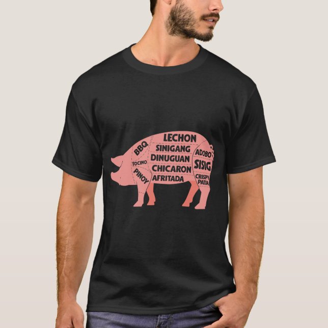Camiseta Diagrama de churrasco Filipino Porcos de Porco Car (Frente)
