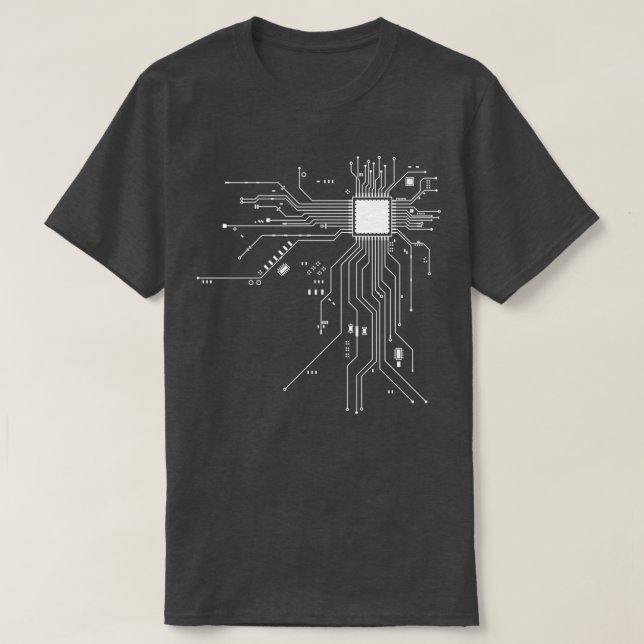 Camiseta Diagrama de circuito do processador da CPU (Frente do Design)