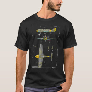 Camiseta Diagrama do Plano WW2 alemão Focke Wulf Fw 190