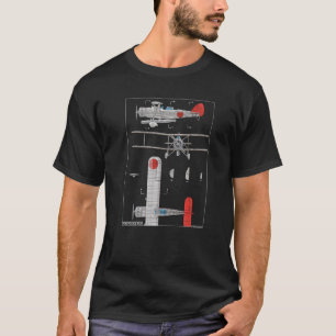 Camiseta Diagrama Premium do Biplano Yokosuka B4Y Japonês d