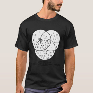 Camiseta Diagrama Venn Do Cirílico Grego Russo - Alfa Grego
