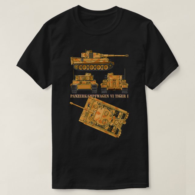 Camiseta Diagramas dos tanques do exército alemão Panzer VI (Frente do Design)