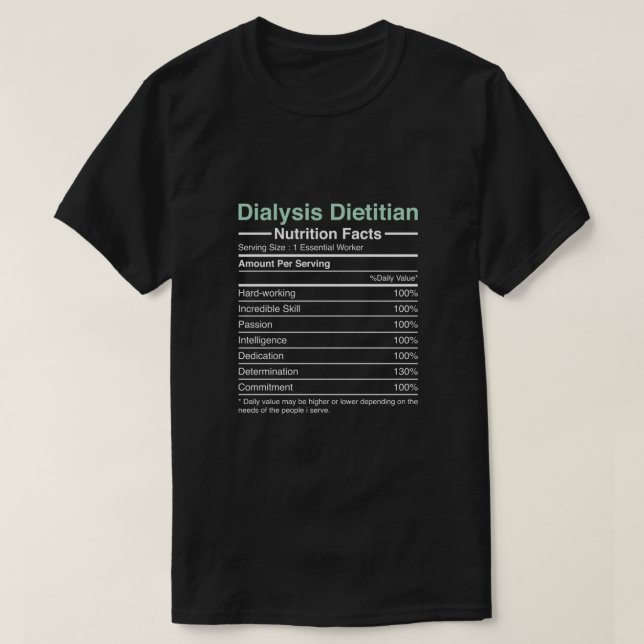 Camiseta Diálise Fatos Nutritivos Dietitianos - Nefrologia (Frente do Design)