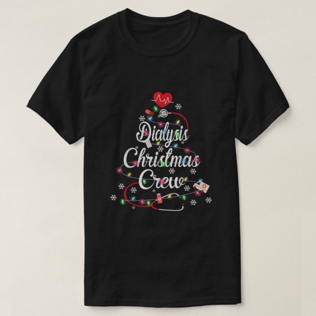 Camiseta Diálise Tripulação de Natal Enfermeira de Diálise  (Frente do Design)