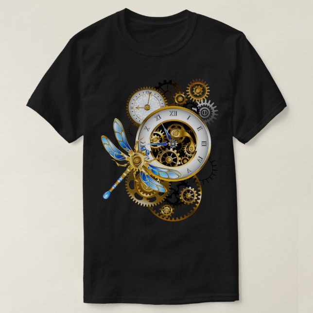 Camiseta Dials Steampunk com Dragonfly (Frente do Design)