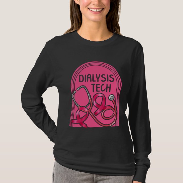 Camiseta Dialysis Nurse Dialysis Tech Pink Stethoscope Tee  (Frente)