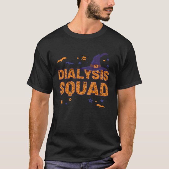 Camiseta Dialysis Squad Witch Hat Halloween Matching Nurses (Frente)