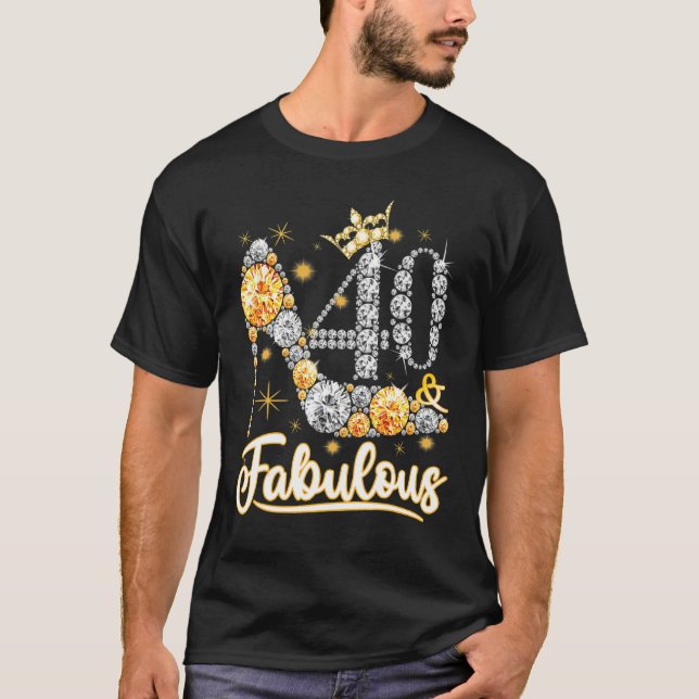 Camiseta Diamante C de aniversário de 40 anos com 40 e fabu (Frente)
