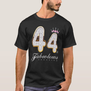 Camiseta Diamante C de Aniversário de 44 e Fabuloso 44 de
