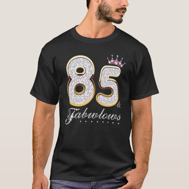 Camiseta Diamante C de Aniversário de 85 e Fabuloso 85 Anos (Frente)