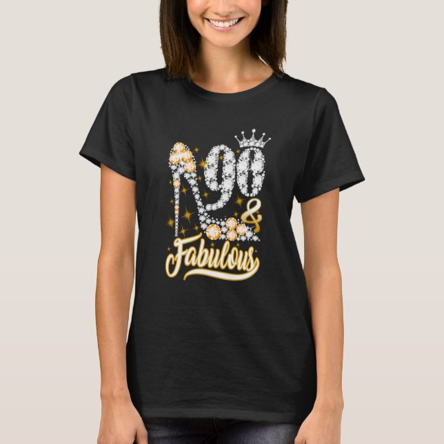 Camiseta Diamante C de Aniversário de 90 e Fabuloso 90 Anos (Frente)