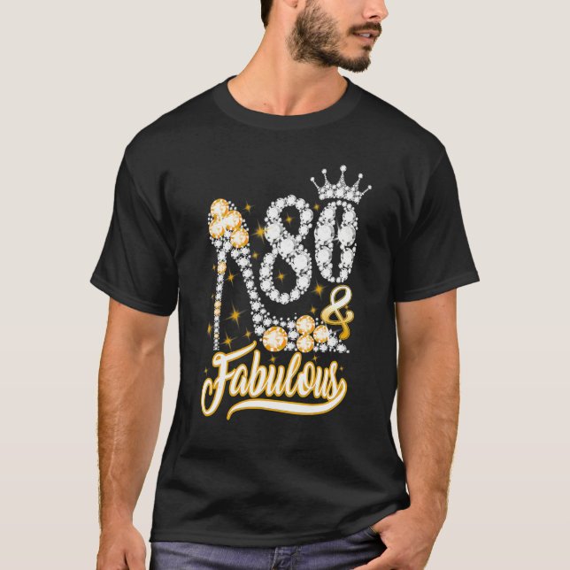 Camiseta Diamante de Aniversário do 80 de 80 Anos e Fabulos (Frente)