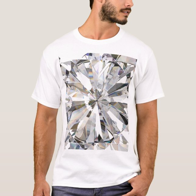Camiseta Diamante Realista: Fechamento 3D (Frente)