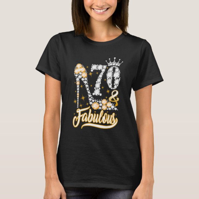 Camiseta Diamante S de Aniversário de 70 e Fabuloso 70 anos (Frente)