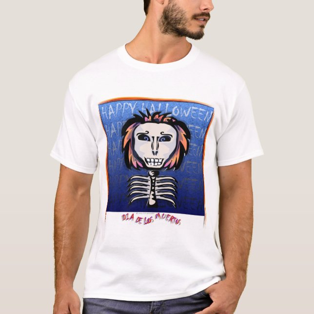 Camiseta Diâmetro de los Muertos/Dia das Bruxas feliz (Frente)
