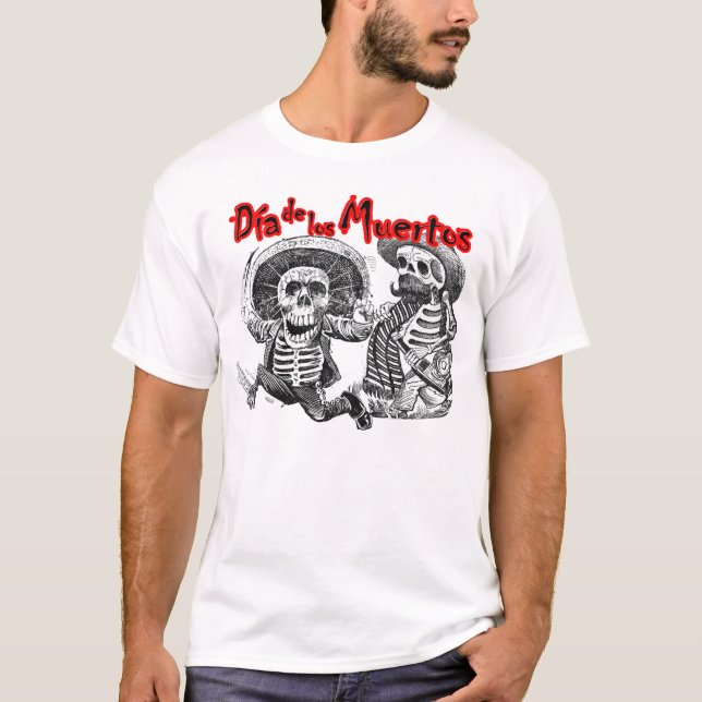 Camiseta Diâmetro de los Muertos, esqueletos com machete & (Frente)