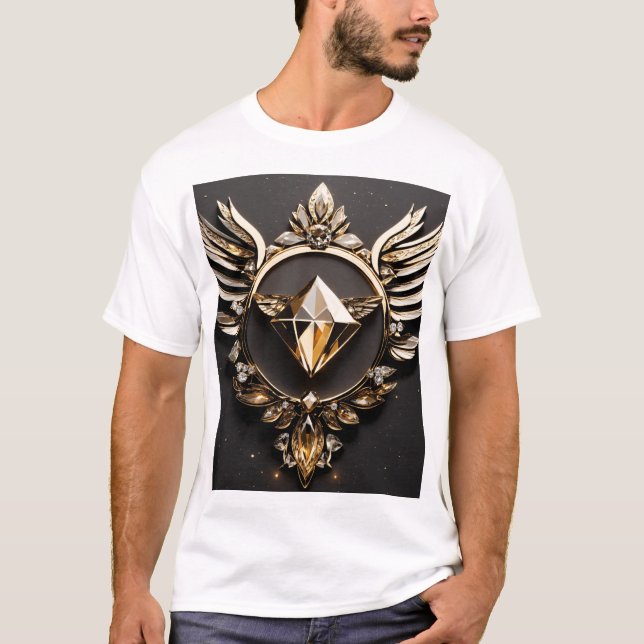 Camiseta "Diamond Fath Design T-Shirt - Única, Gráfico Negr (Frente)