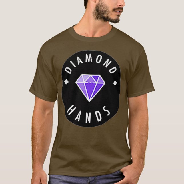 Camiseta Diamond Hands Black Purple Mini WSB Stock Memory (Frente)