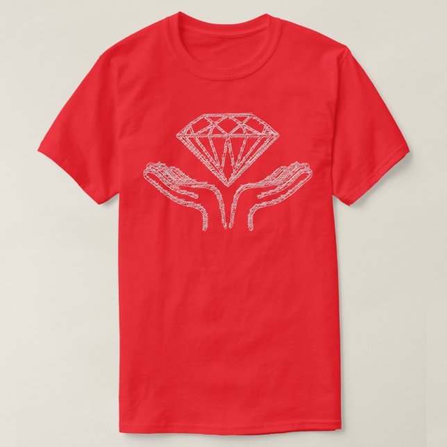 Camiseta Diamond Mãos Entre Hatch Line Art (Frente do Design)