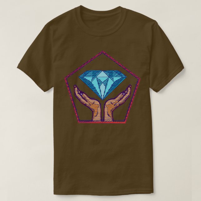 Camiseta Diamond Mãos Pentagon Cross Hatline Art (Frente do Design)