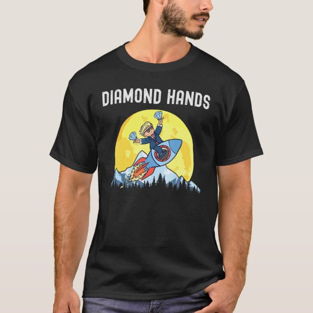 Camiseta Diamond Mãos Wallstreetbets Amc Para O Meme Da Lua (Frente)